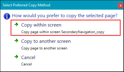 Copy within screen option